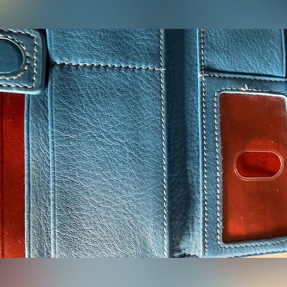 Hammitt 110 North Wallet Hydrangea Blue Supple Pebble leather & Silver like new - Picture 7 of 9